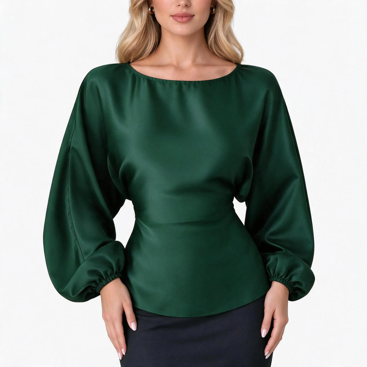 Solvane - Long Sleeve Boat Neck Women Blouse