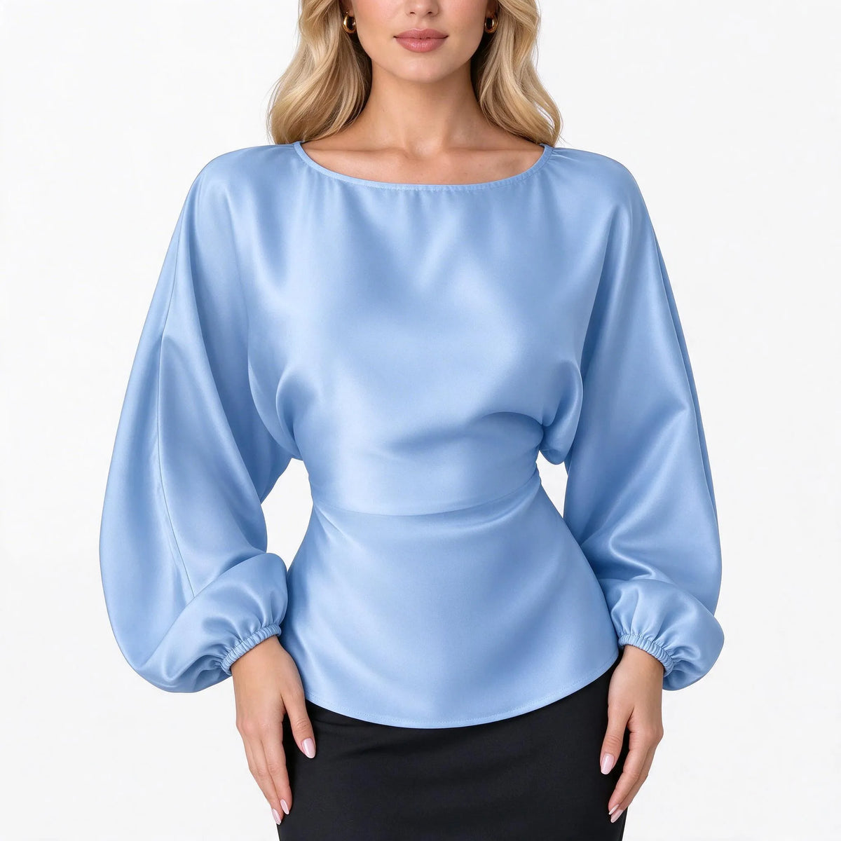 Solvane - Long Sleeve Boat Neck Women Blouse