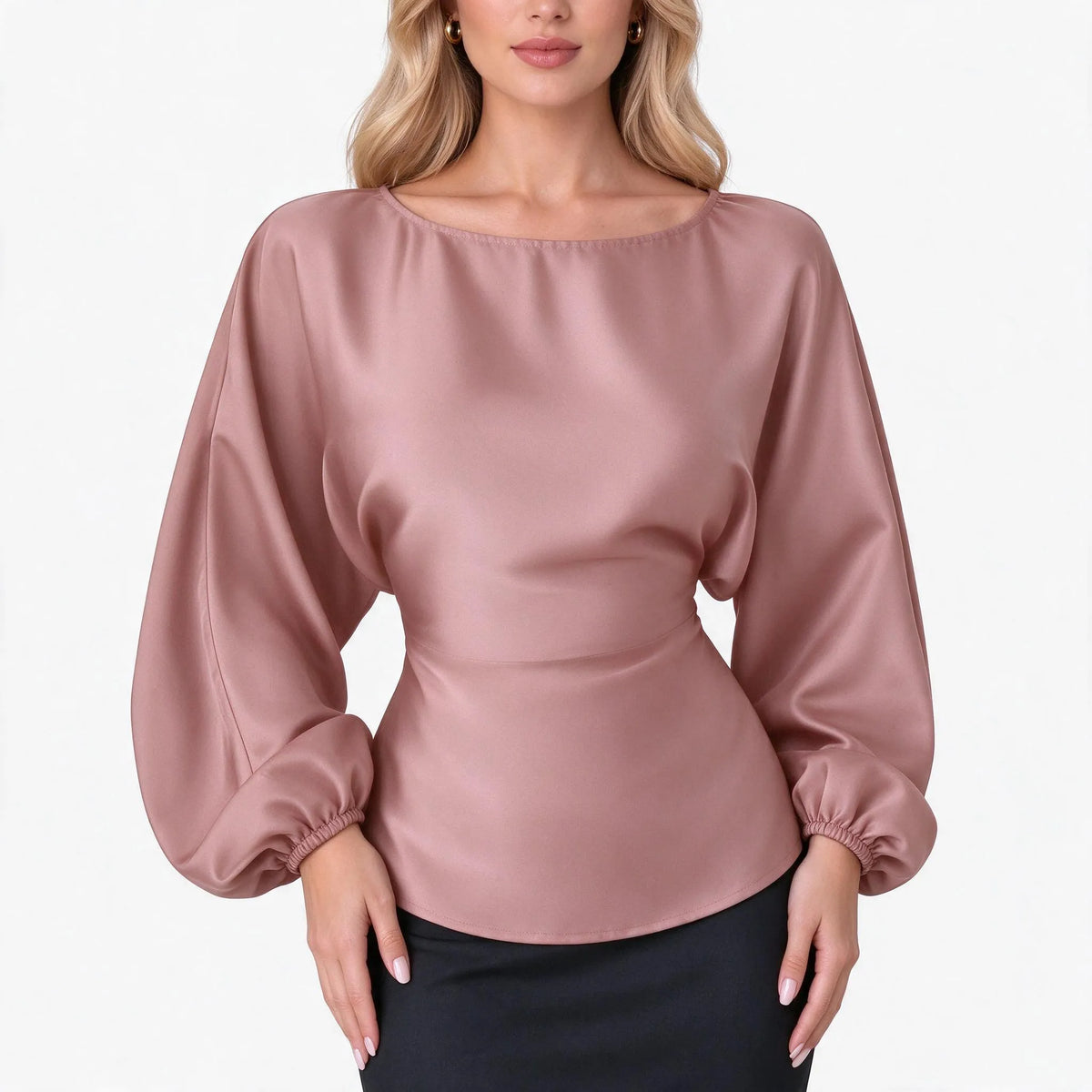 Solvane - Long Sleeve Boat Neck Women Blouse