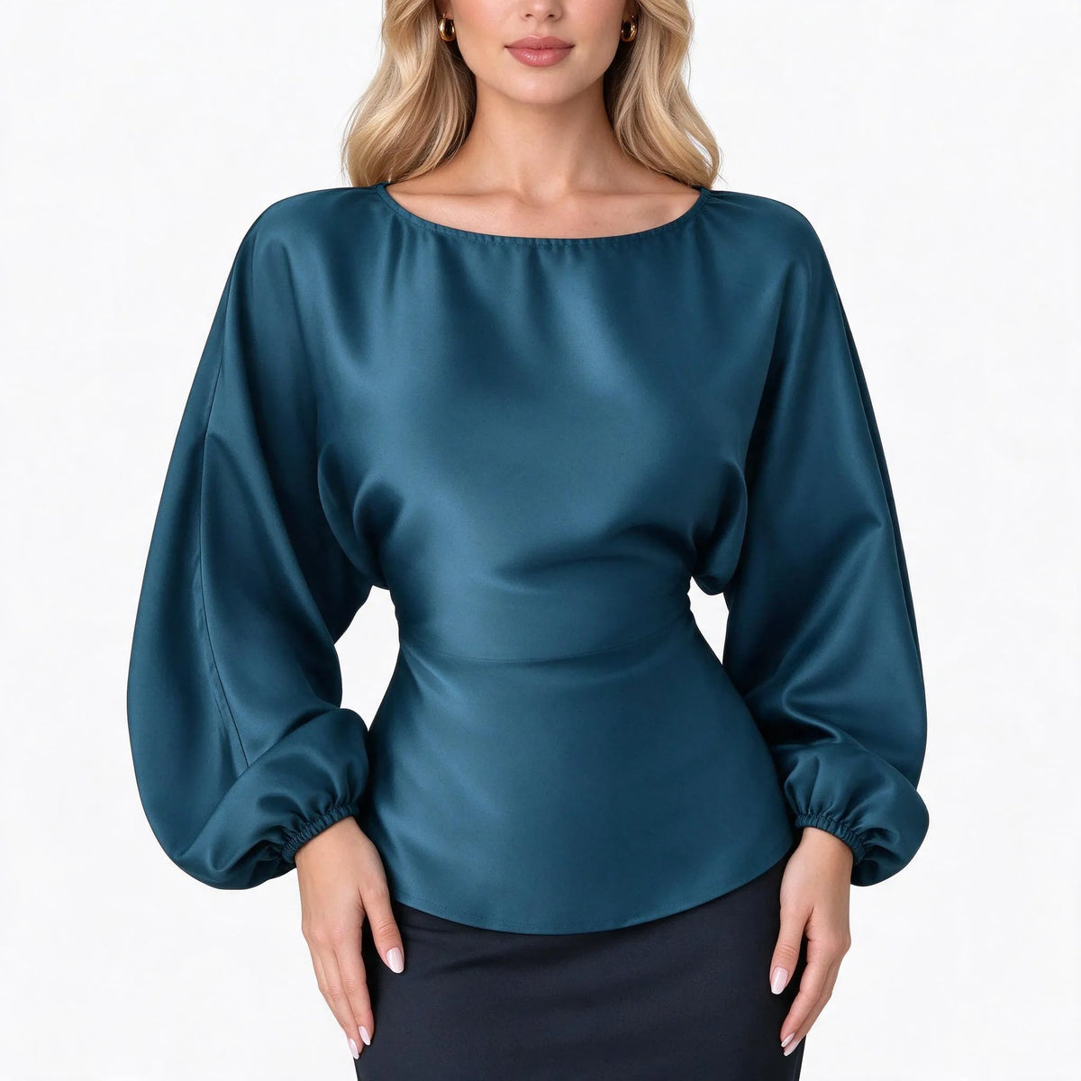 Solvane - Long Sleeve Boat Neck Women Blouse