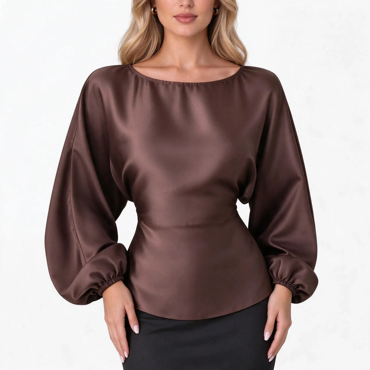 Solvane - Long Sleeve Boat Neck Women Blouse