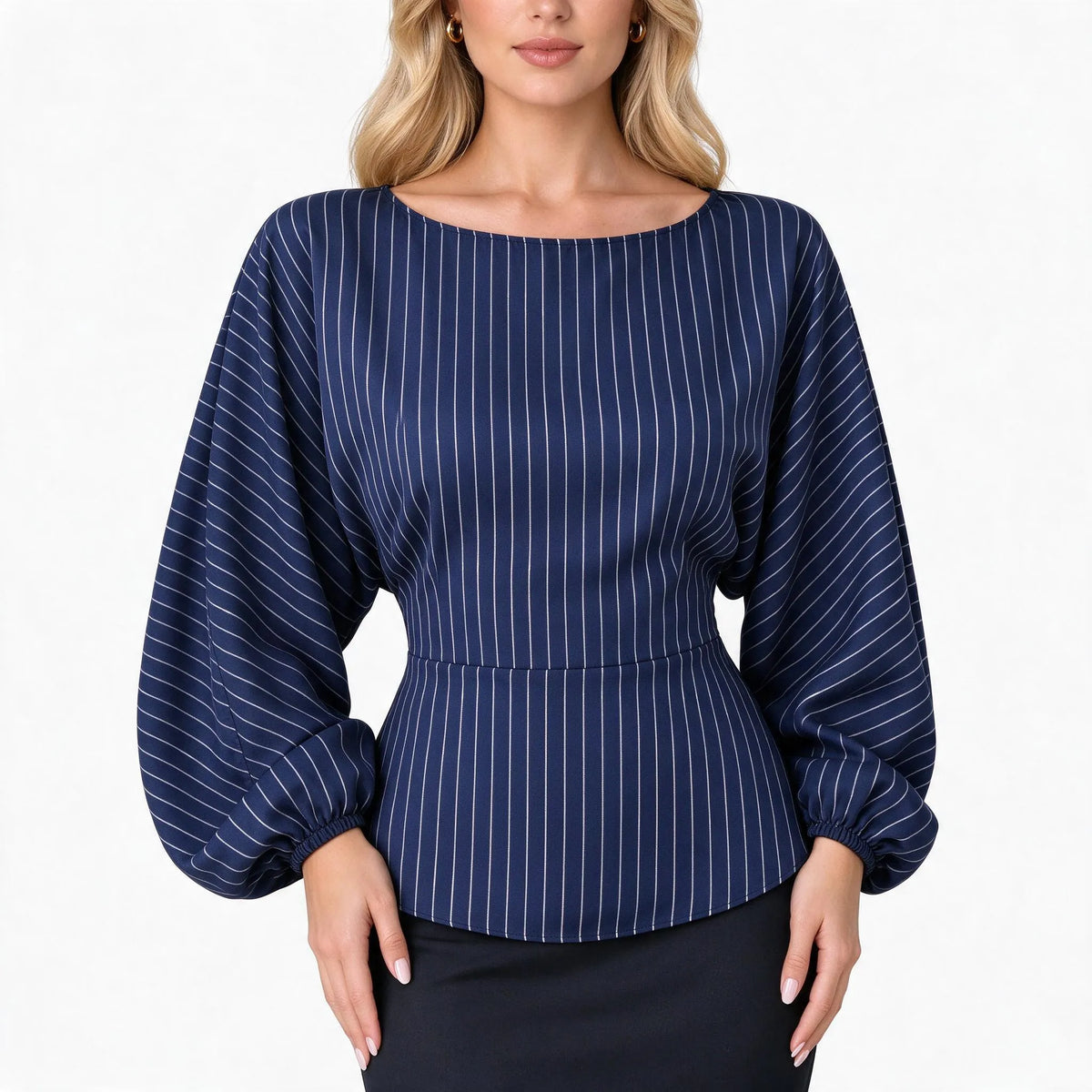 Solvane - Long Sleeve Boat Neck Women Blouse