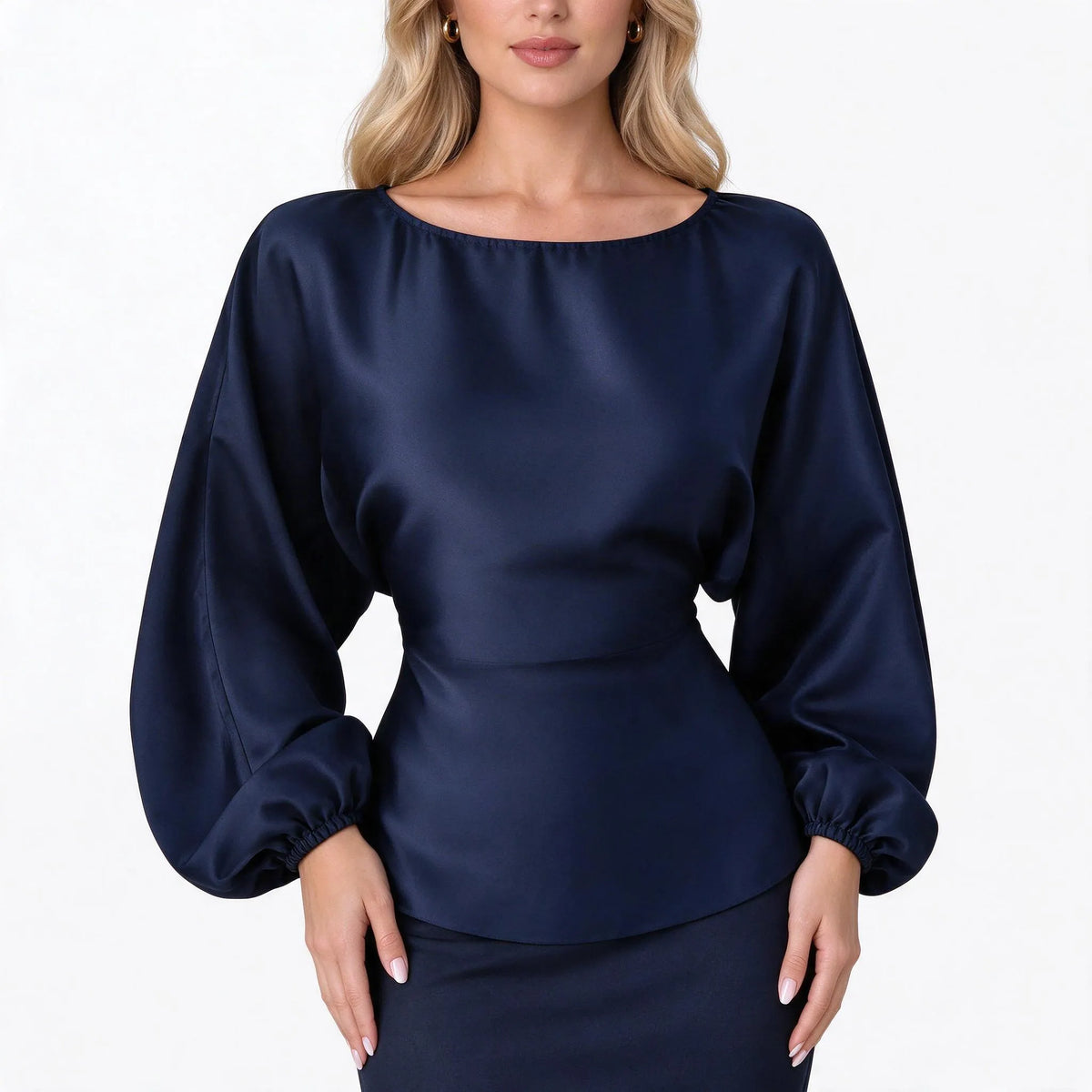 Solvane - Long Sleeve Boat Neck Women Blouse