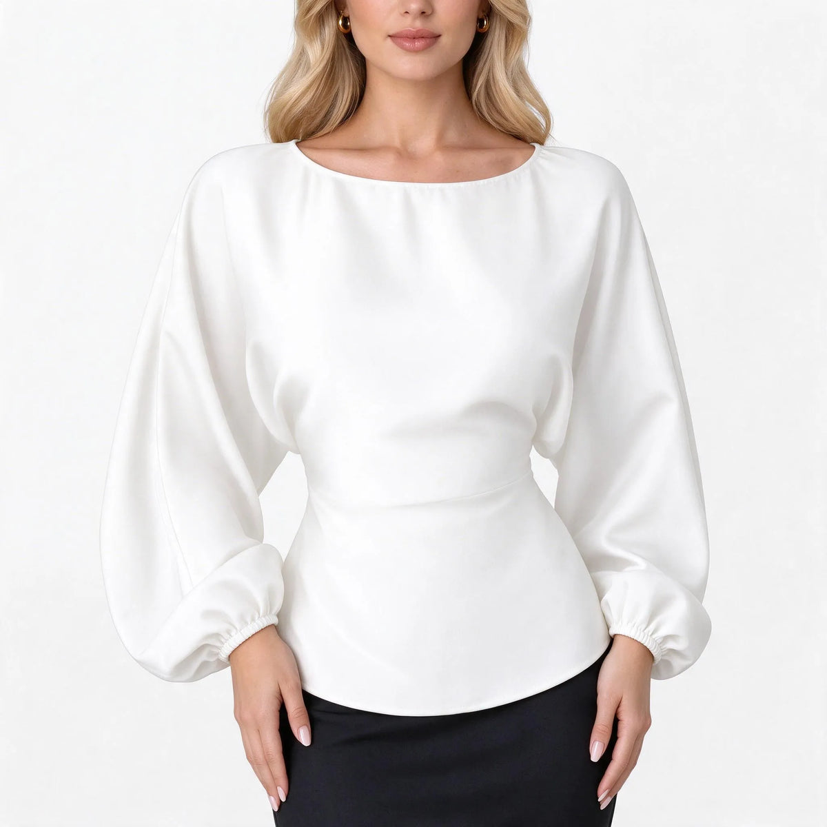 Solvane - Long Sleeve Boat Neck Women Blouse