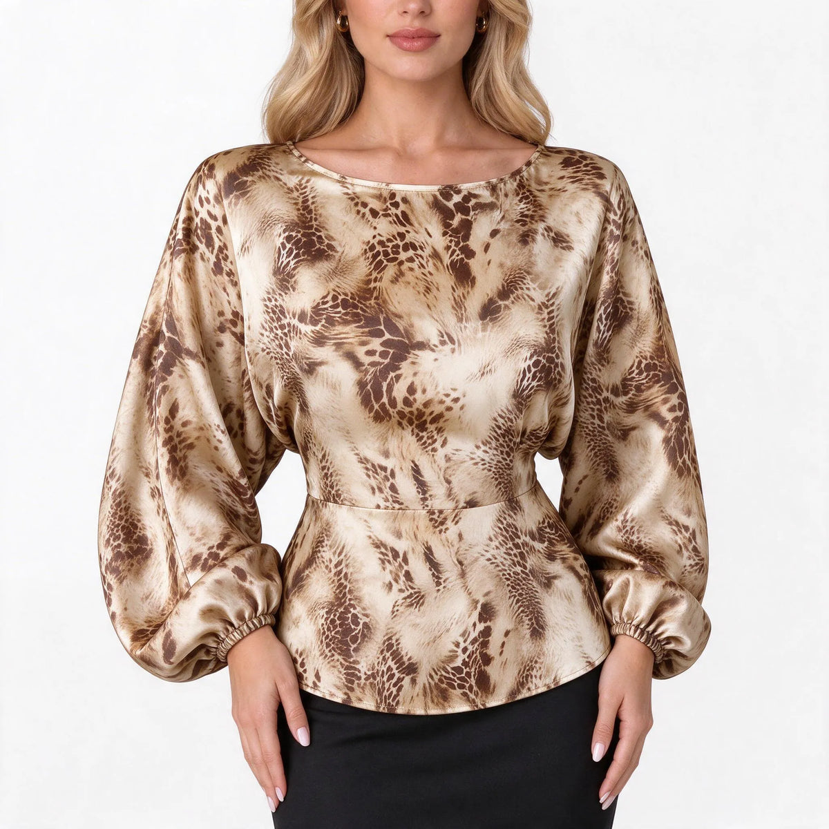 Solvane - Long Sleeve Boat Neck Women Blouse