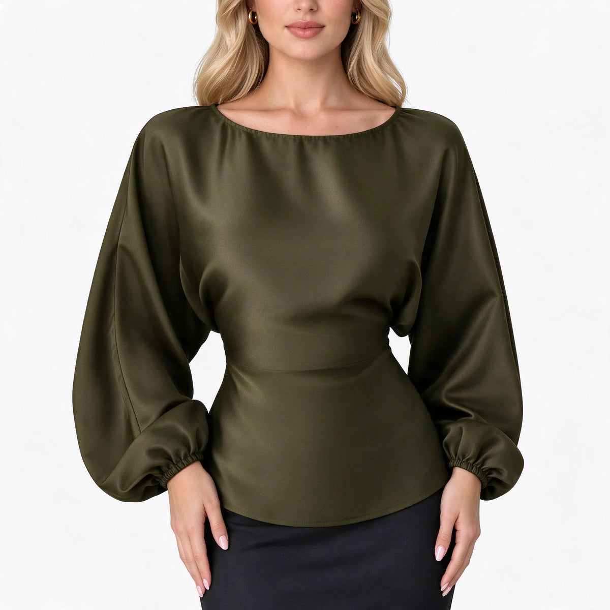 Solvane - Long Sleeve Boat Neck Women Blouse