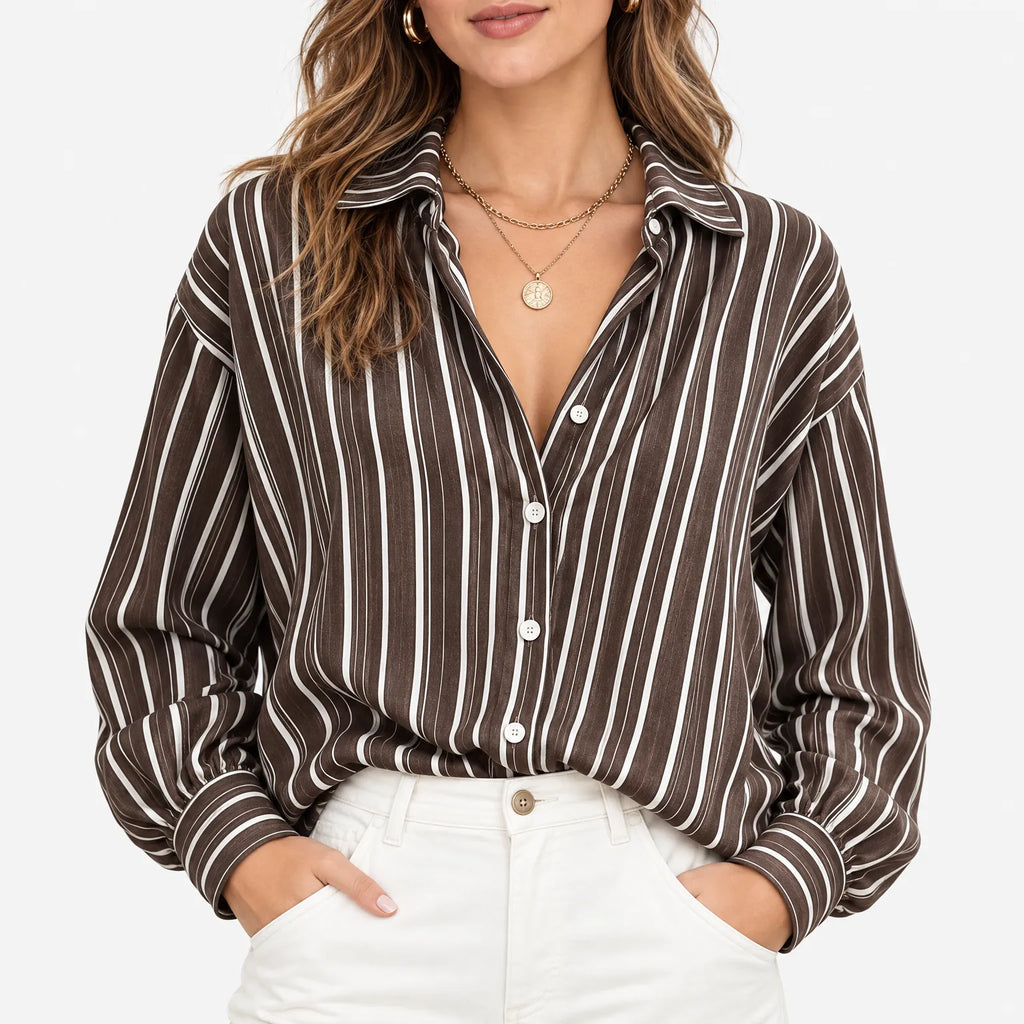 Tandis - Womens Relaxed Striped Long Sleeve Shirt