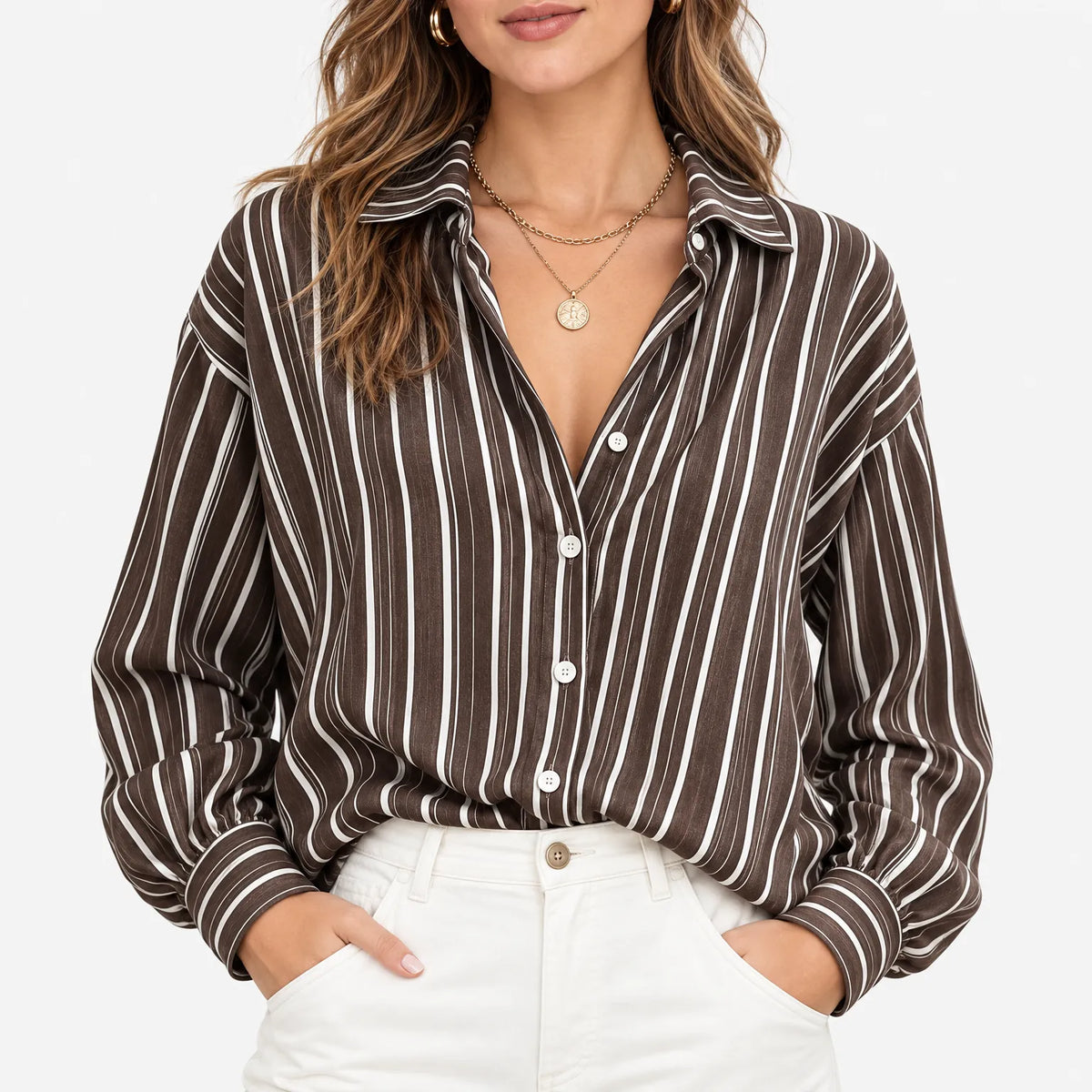 Tandis - Womens Relaxed Striped Long Sleeve Shirt