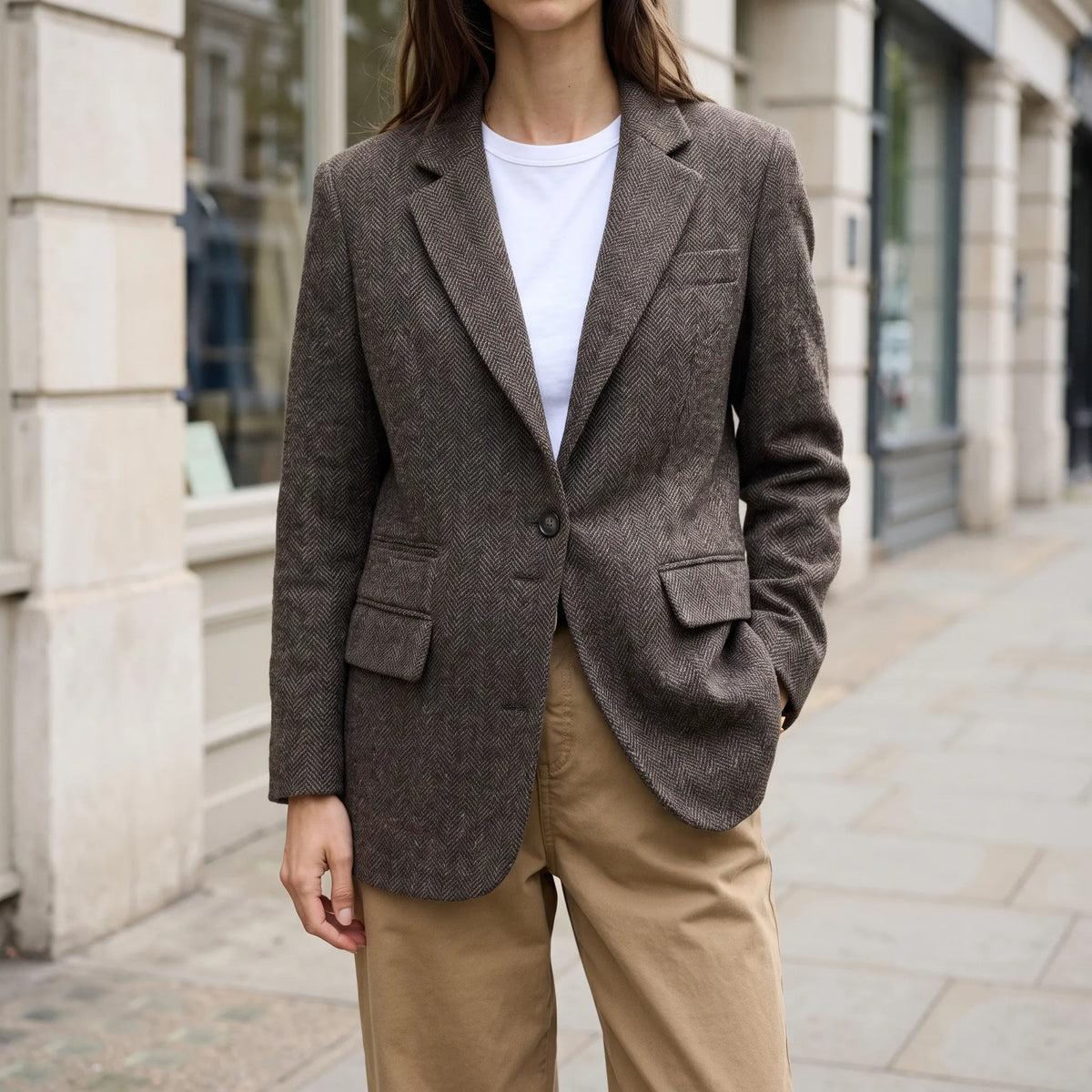 Tarnock - Relaxed Herringbone Blazer For Women