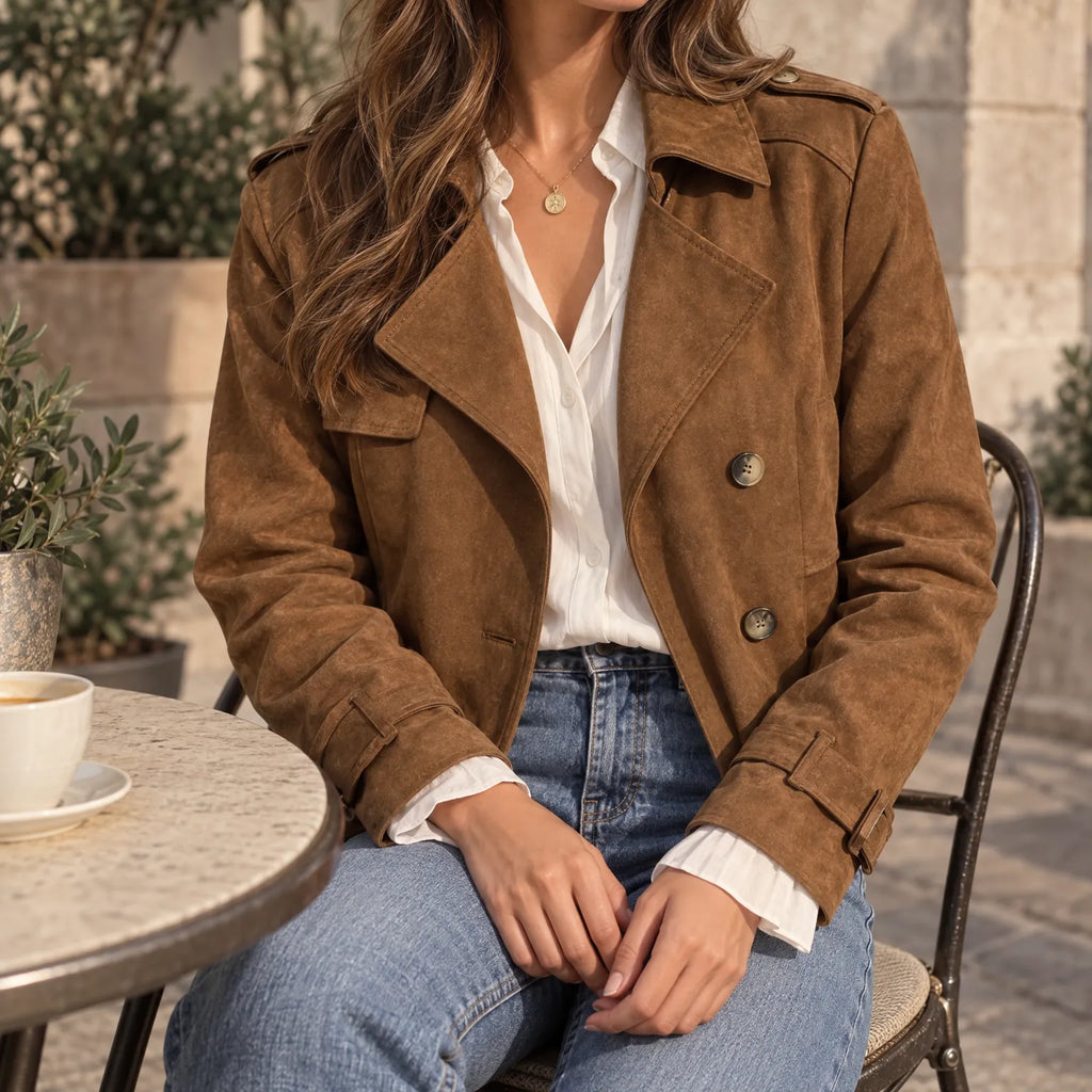 Taryon - Cropped Button Front Utility Jacket