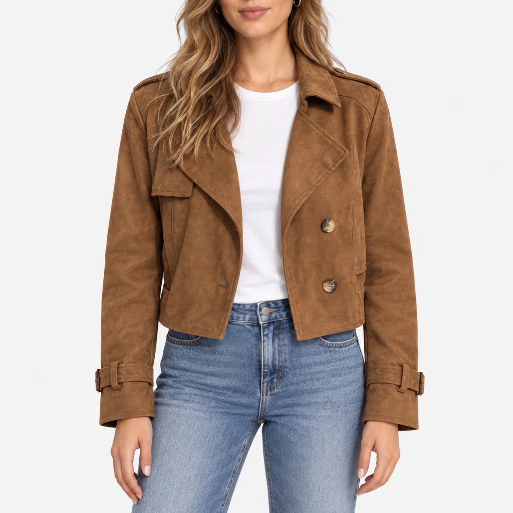 Taryon - Cropped Button Front Utility Jacket