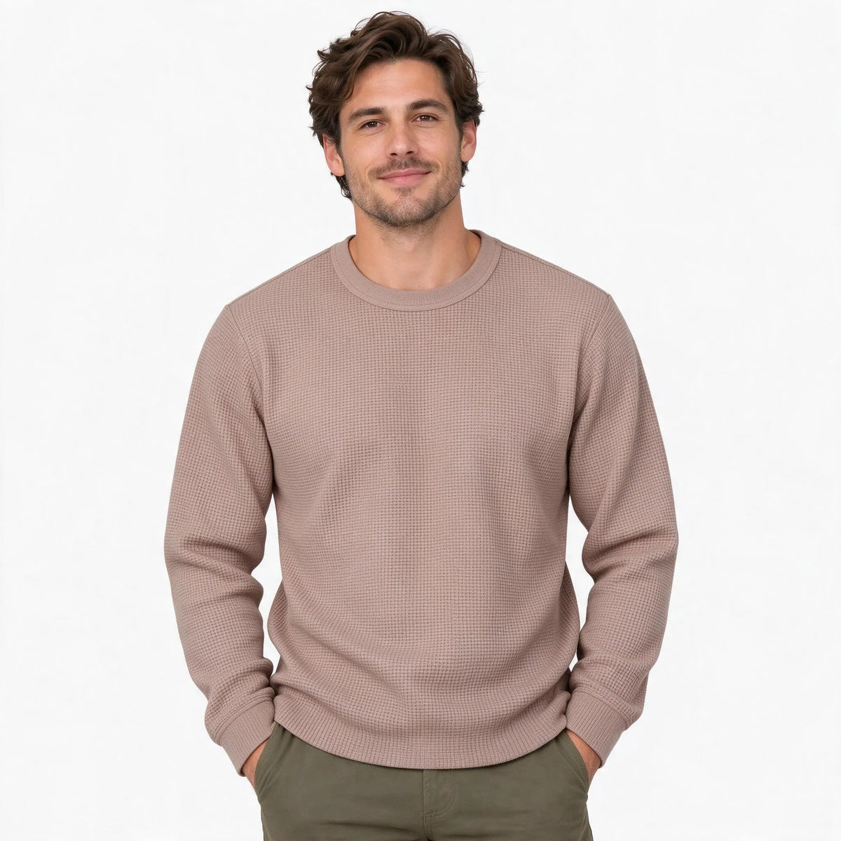 Varnix - Mens Waffle Knit Long Sleeve Top