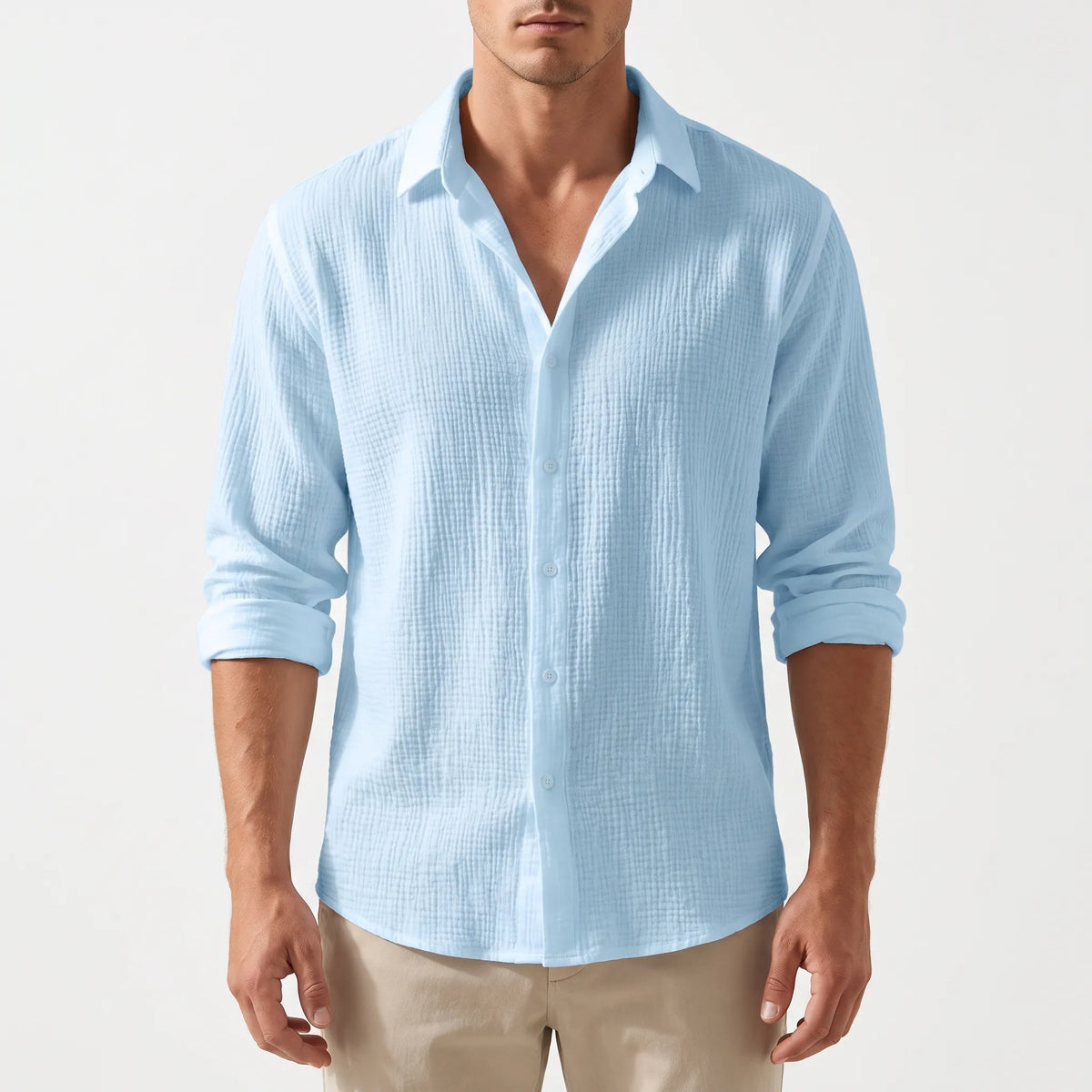 Velsio - Textured Long-Sleeved Mens Shirt