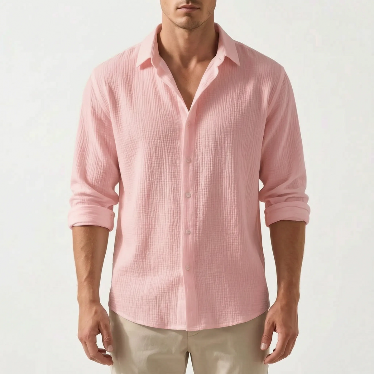 Velsio - Textured Long-Sleeved Mens Shirt
