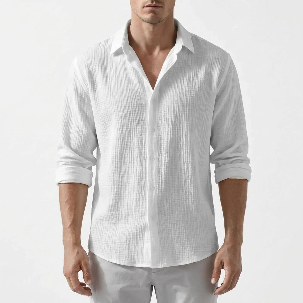 Velsio - Textured Long-Sleeved Mens Shirt