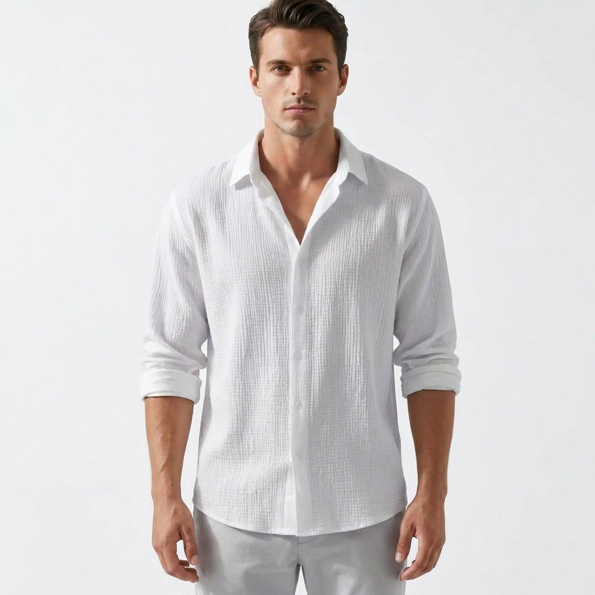 Velsio - Textured Long-Sleeved Mens Shirt