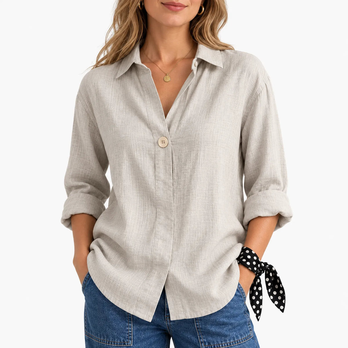 Verlane - Relaxed Fit Collared Blouse For Women