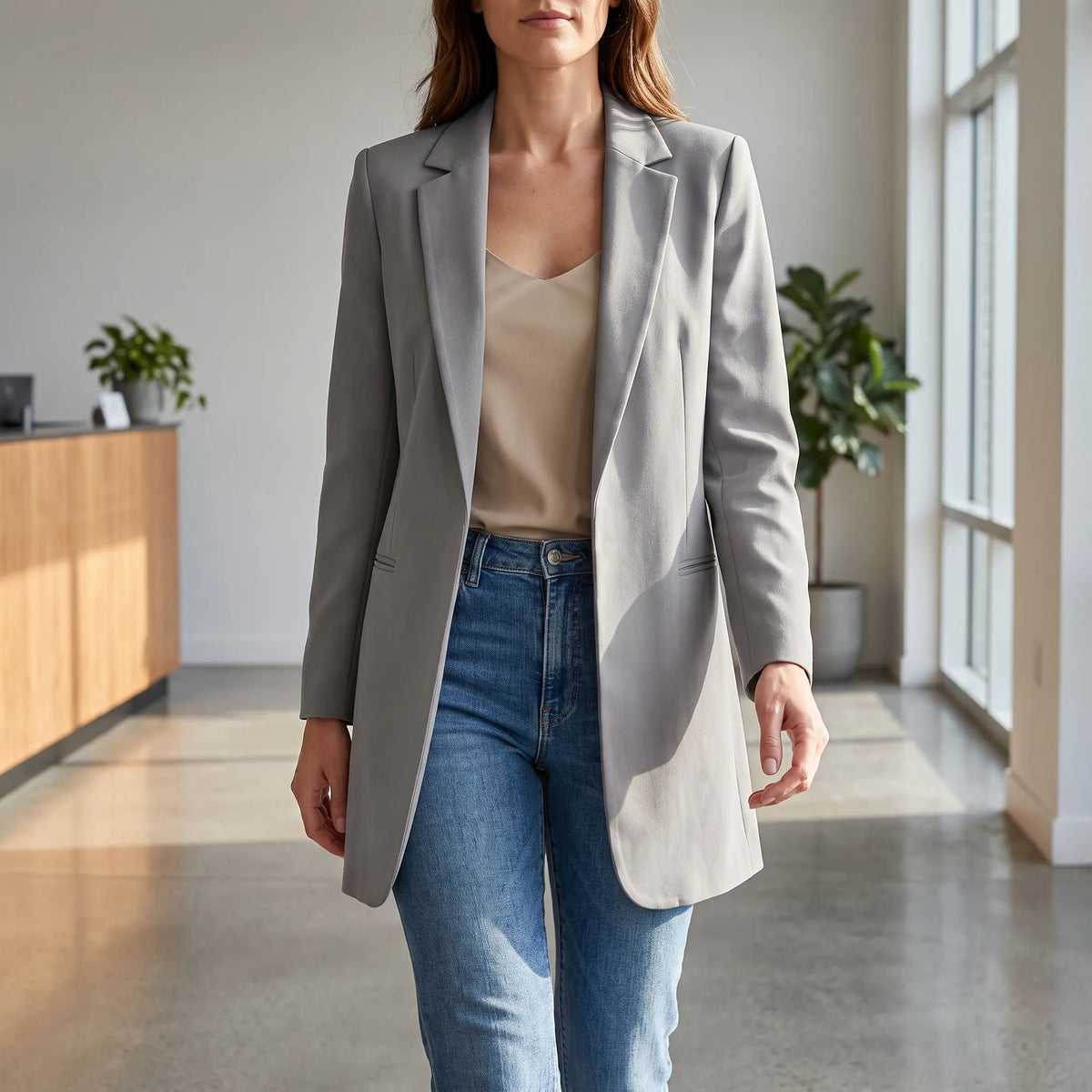 Vestra - Longline Open Front Womens Blazer