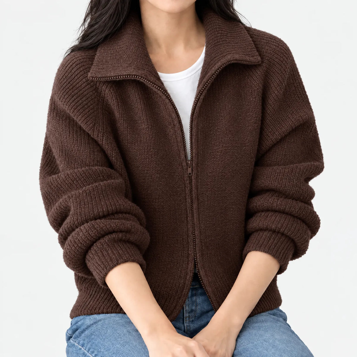 Vondar - Zip Front Knit Cardigan