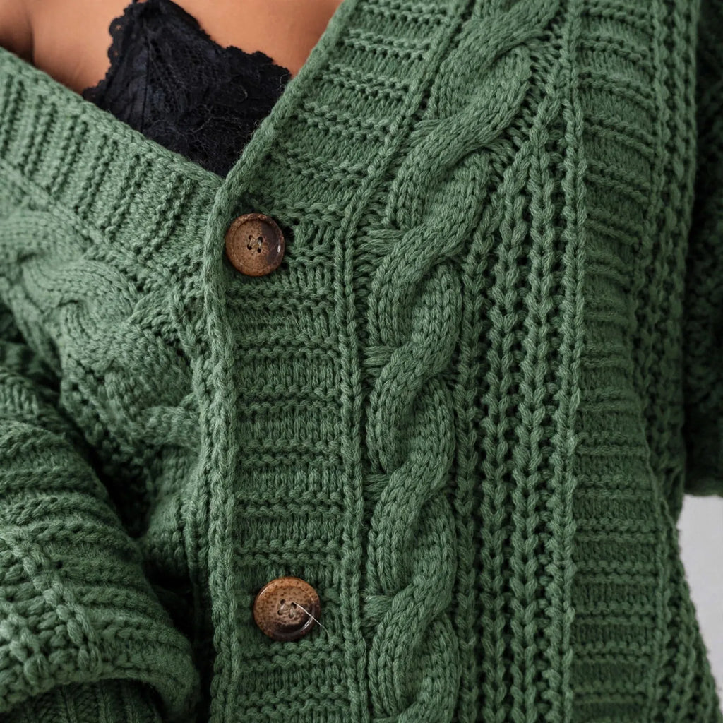Vondara - Oversized Chunky Cable Knit Cardigan