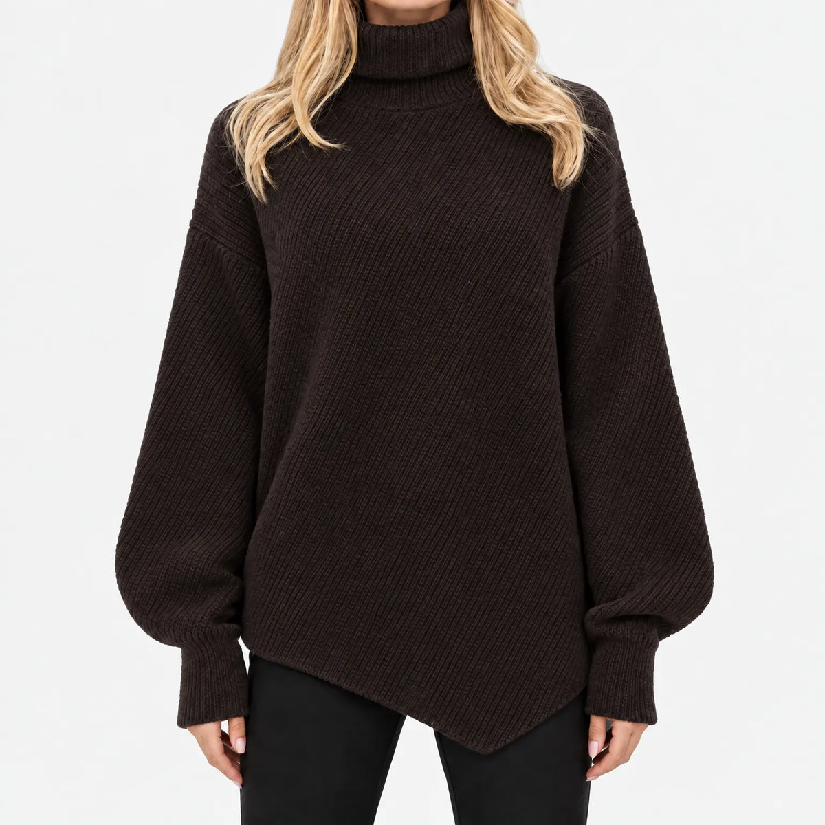 Vornik - Rib-Knit Asymmetrical High Neck Jumper