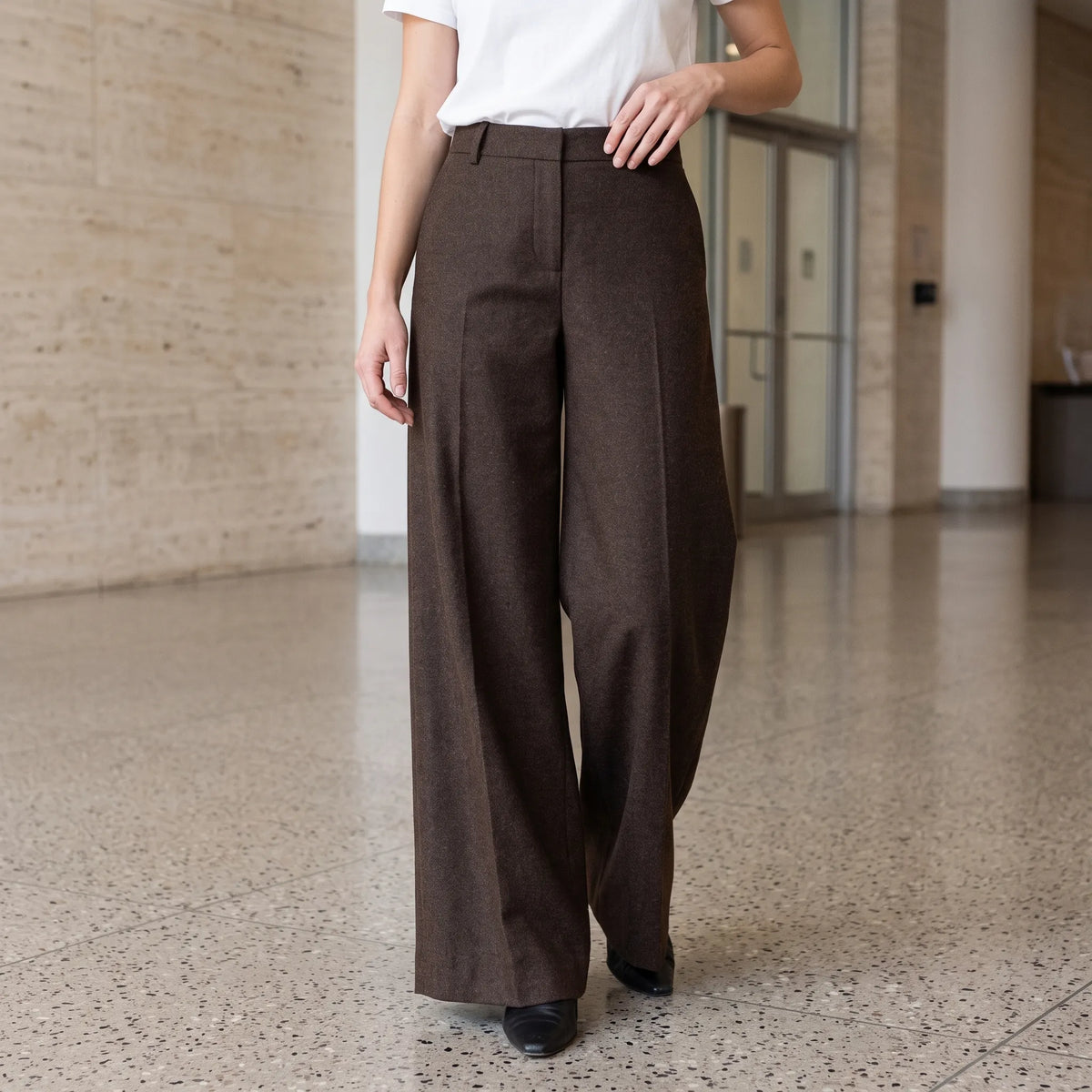Zadico - High Waist Wide Leg Trousers