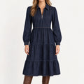 Zephina - Tiered Long Sleeve Midi Dress