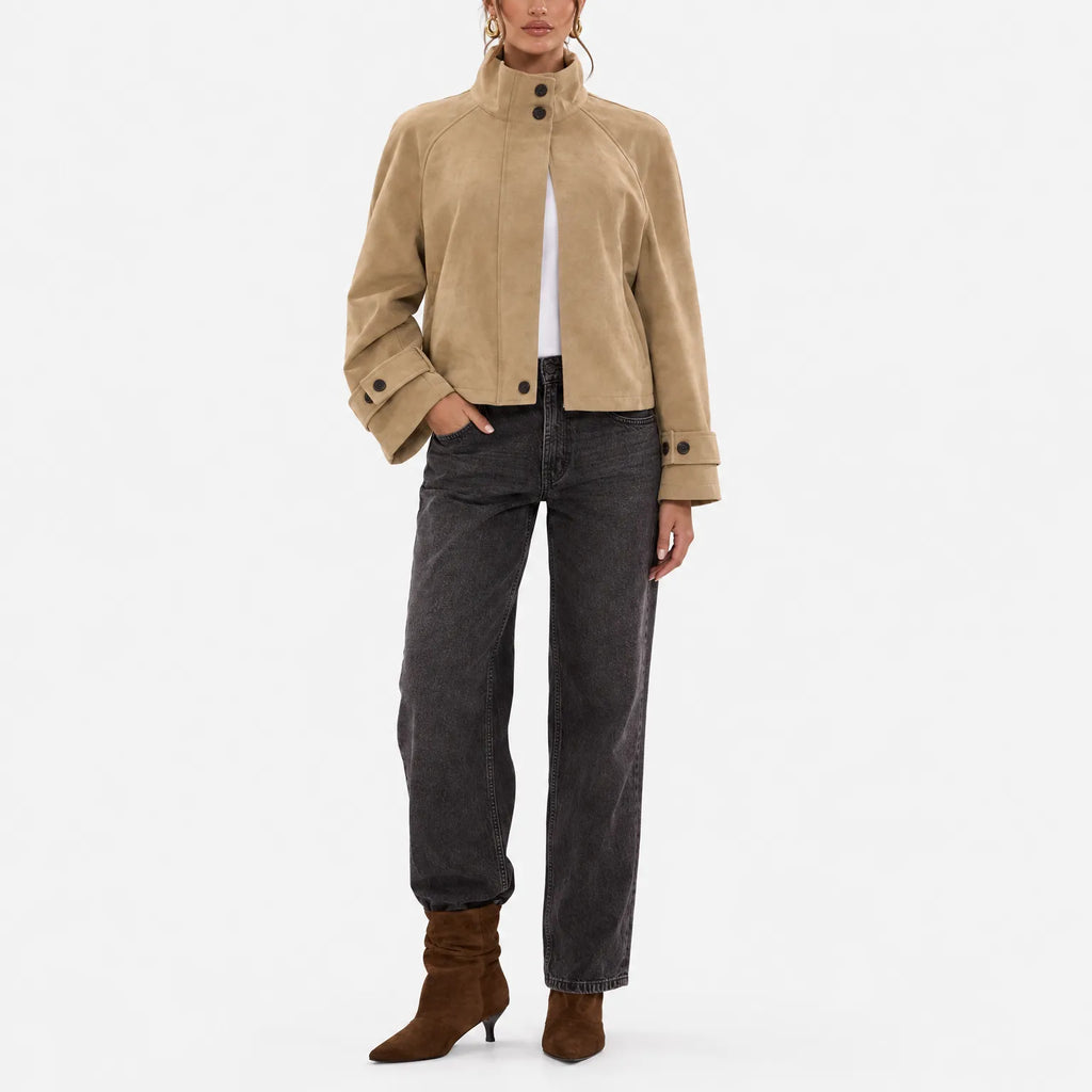 Zoryn - Cropped Oversized Funnel Neck Jacket