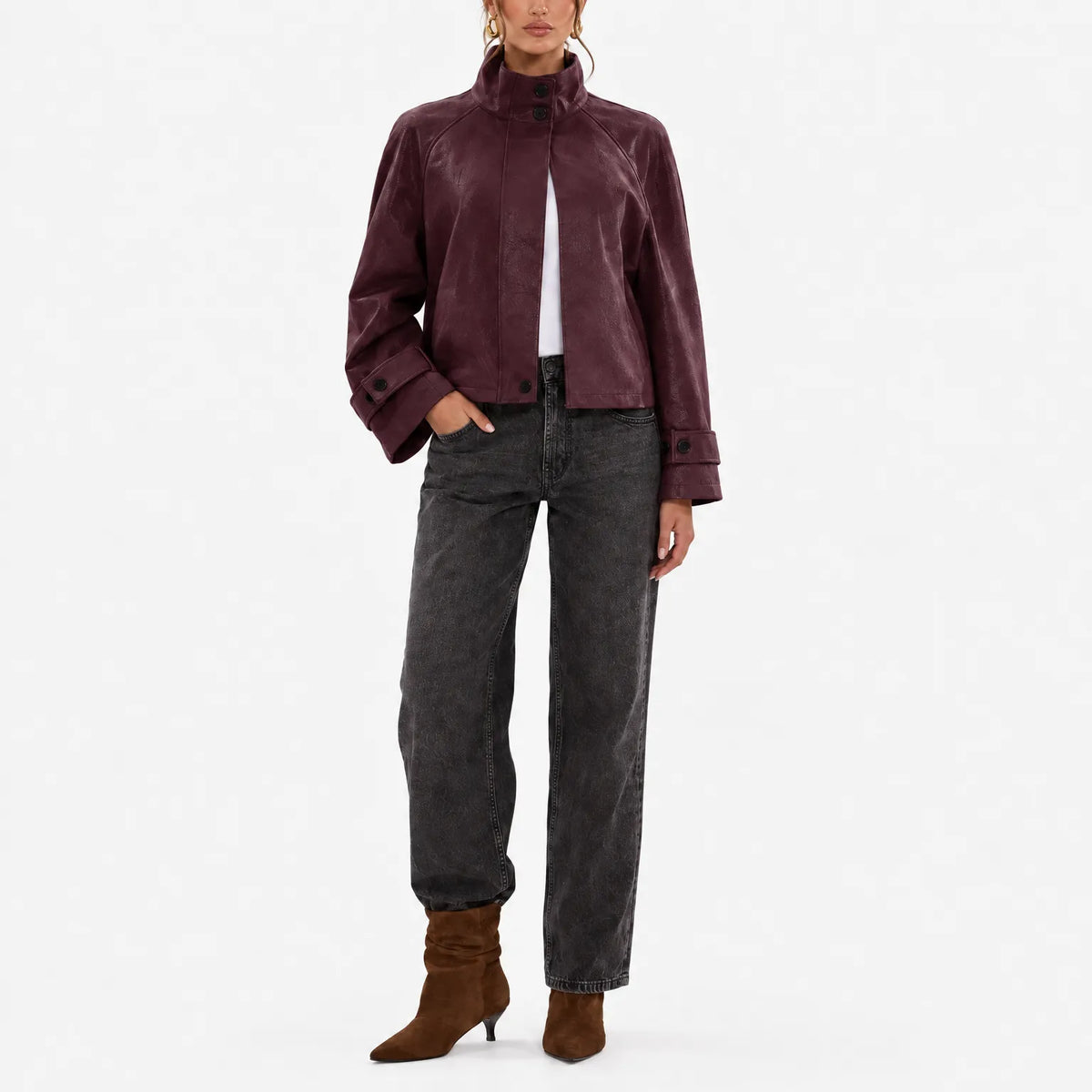Zoryn - Cropped Oversized Funnel Neck Jacket