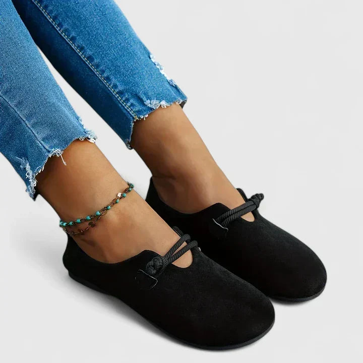 Women's rope-detail loafers with rounded toes and flat soles