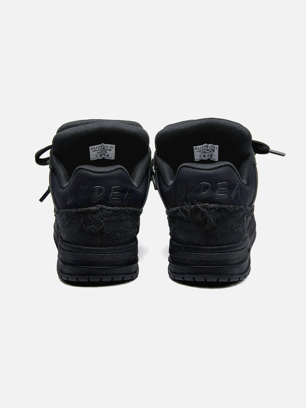 Black high-top skate trainers with lace-up front and tonal camouflage side detail
