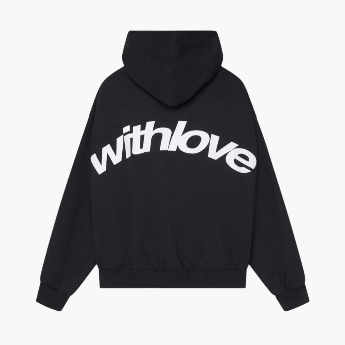 Unisex oversized hoodie with attached hood and contrasting graphic back print