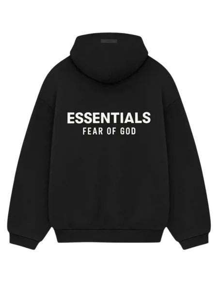 Women's oversized hooded sweatshirt with ESSENTIALS text print and long sleeves