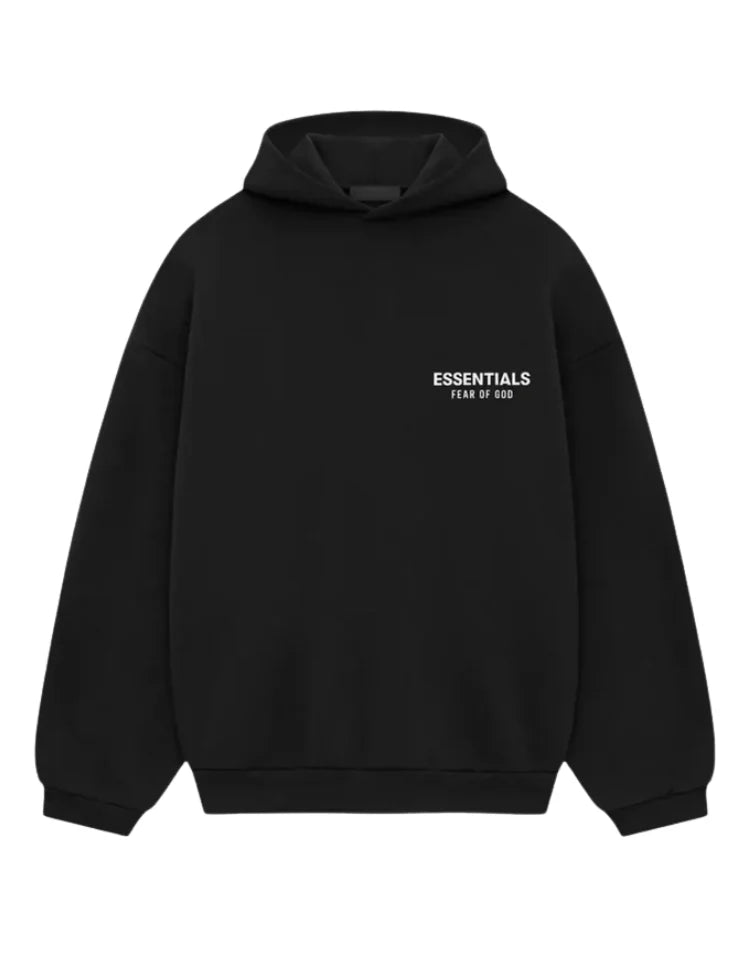Women's oversized hooded sweatshirt with ESSENTIALS text print and long sleeves